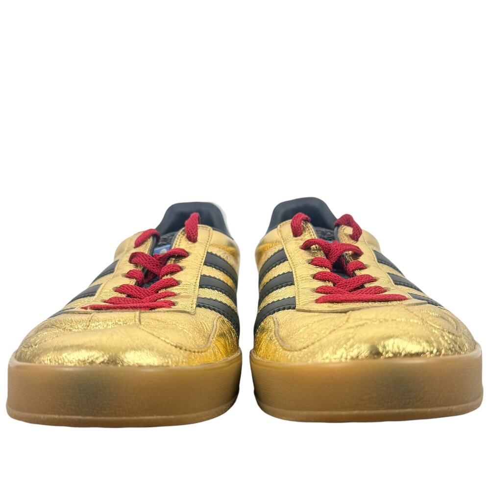 Gucci X Adidas Gazelle Metallic Lace Up Leather Sneakers Gold Size 9.5 - Picture 4 of 11